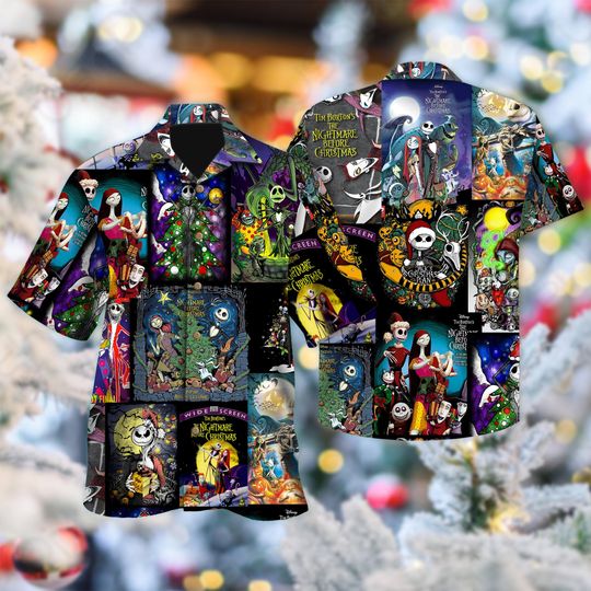 Discover Nightmare Before Christmas Hawaiian Shirt, Disney Jack Skellington Hawaiian Shirt, Jack and Sally Christmas Hawaii Shirt, Xmas Shirt
