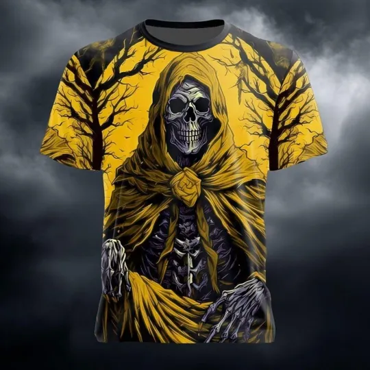 Grim Reaper Zombie Mummy 3D Gothic Horror T-Shirt