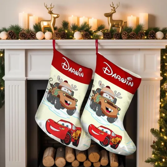 Discover Personalized Pixar Cars Tow Mater Lightning McQueen Mery Christmas Stocking