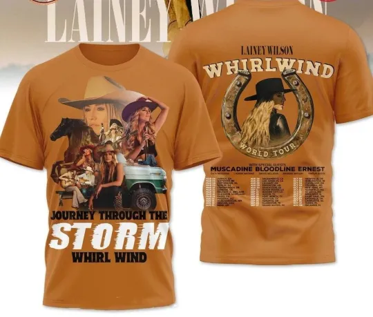 Discover Lainey Wilson Whirlwind World Tour AOP 3D T-shirt Unisex S-5XL