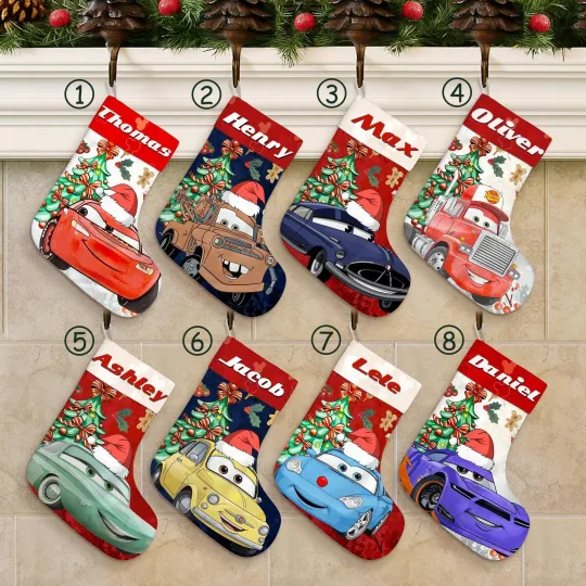 Discover Personalized Pixar Cars Characters Lightning McQueen & Friends Xmas Stocking