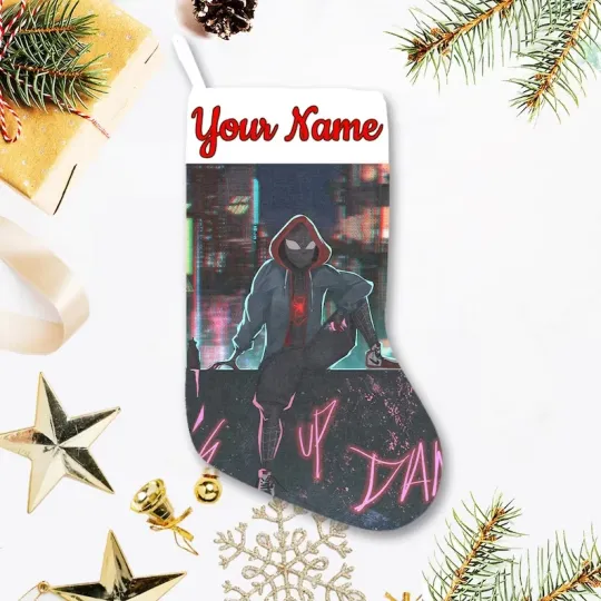 Personalized Mile Morales Spider Man Fans Christmas Stocking