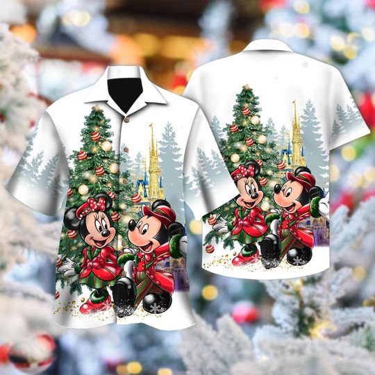 Discover Mickey Minnie Christmas Hawaiian Shirt, Mickey Mouse Christmas Hawaii Shirt