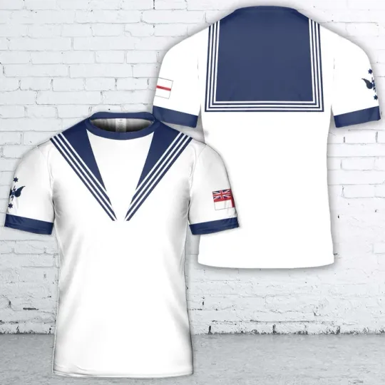 Royal Navy Submarine Service Uniform White Tropical Version T-Shirt 3D