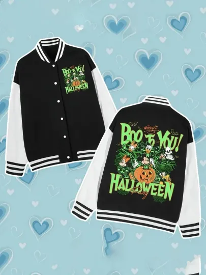 Discover Micke & Friends Boo To You Halloween Party 2025 Not So Scary Baseball Jacket MH