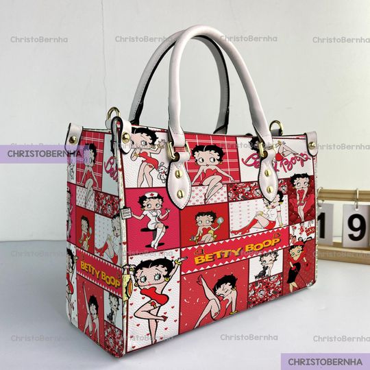 Discover Betty Boop Cartoon Personalized Leather Handbag, Betty Boop Woman Handbag, Vintage Shoulder Bag, Crossbody Bag, Top Handle Bag, Cartoon Gift
