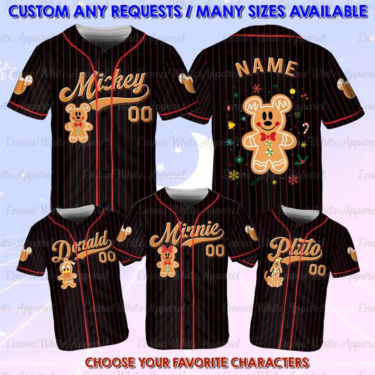 Discover Disney Mickey And Friends Christmas Gingerbread Jersey, Mickey Very Merry Party 2025 Jersey, Minie Daisy Claus Shirt, Christmas Party Shirt