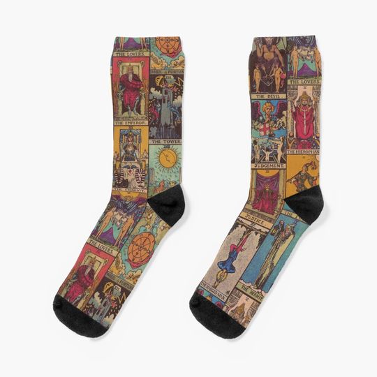 Discover The Major Arcana of Tarot Vintage Patchwork Socks