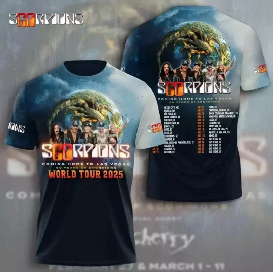 Discover World Tour 2025 Scorpions Band 3D Tshirt Polyester Unisex shirt