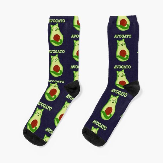 Discover Avocado Keto Kitty Cat Winks At You Socks