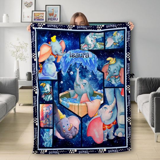Discover Personalized Elephant Movie Blanket, Elephant Blanket, Cartoon Movie Blanket Chirstmas Gift, Elephant Fleece Blanket, Elephant Quilt