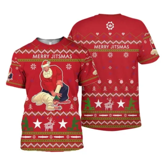 Discover Santa Merry Jitsmas T-Shirt S-5XL