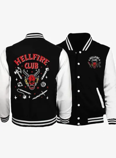 Stranger Things Hellfire Club Varsity Baseball Jacket for Fans