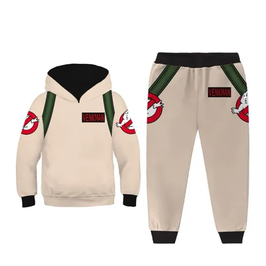 Kids Ghostbusters Cosplay Hoodie 3D Printed Coat Pants Adult