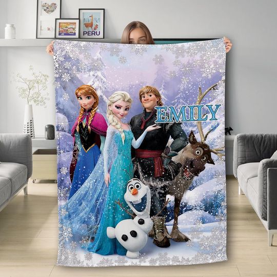 Discover Personalized Animated Ice Princess Blanket, Princess Sister Blanket, Ice Queen Blanket