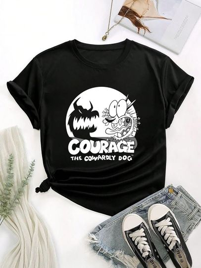 Courage The Cowardly Dog Spotlight T-Shirt, Courage The Cowardly Dog Shirt Fan Gift, Courage Shirt, Cartoon Vintage Shirt, Courage Dog Shirt