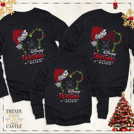 Discover Christmas Disney Tee Long Sleeve Mickey Minnie Family Christmas Custom Shirt, Disney Trip Christmas  Hoodie, Christmas 2025 Sweatshirt