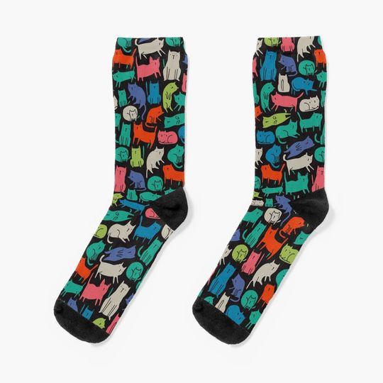 Discover Cool Cats. Funny cute colorful pet design. Socks