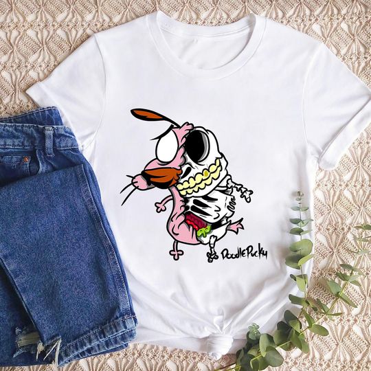 Courage The Cowardly Dog Skeleton T-Shirt, Courage The Cowardly Dog Shirt Fan Gift, Courage Shirt, Cartoon Vintage Shirt, Courage Dog Shirt