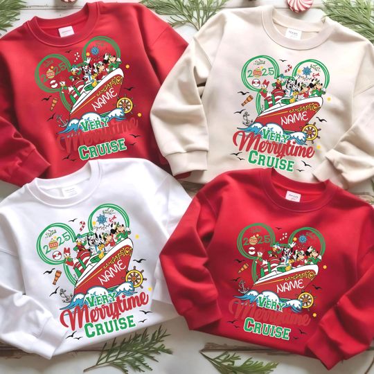 Discover Disney Christmas Cruise Sweatshirt for Family, Custom Name Merry Christmas Sweaters
