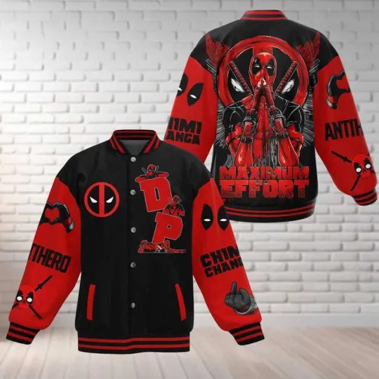 Deadpool Baseball Jacket with Wolverine and Superhero Designs