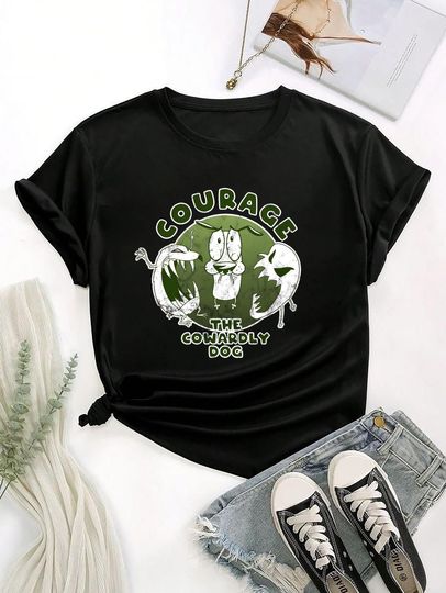 Courage The Cowardly Dog Scary Vintage T-Shirt, Courage The Cowardly Dog Shirt Fan Gifts, Courage Shirt, Cartoon Shirt, Courage Dog Shirt