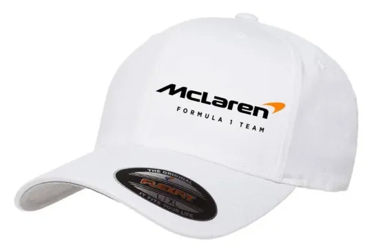 Discover McLaren Formula 1 Team Racing Cap 5001 Flexfit White Baseball Hat S/M and L/XL