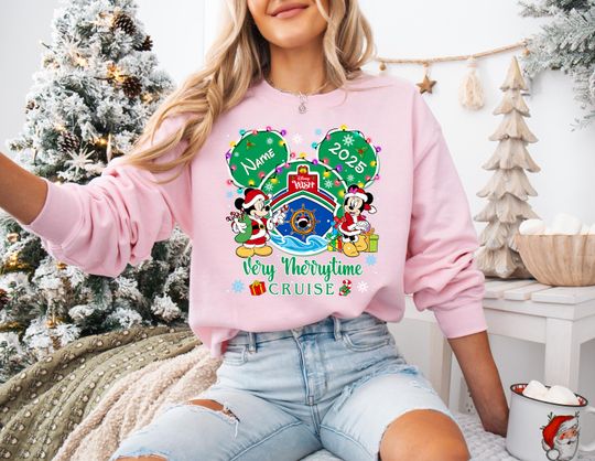 Discover Mickey & Friends Very Merrytime Cruises 2025 Christmas Sweatshirt, Disney Wish Fantasy Magic Wonder Hoodie, Family Xmas Vacay Holiday Gift