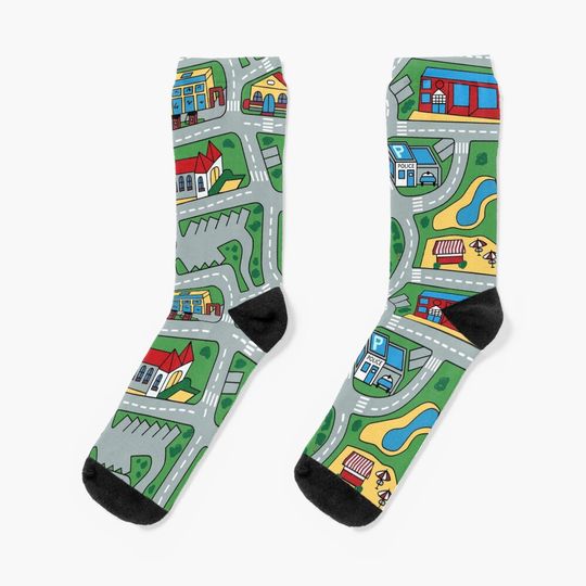 Discover Car City Carpet Road Rug 90s Nostalgic Toy Socks