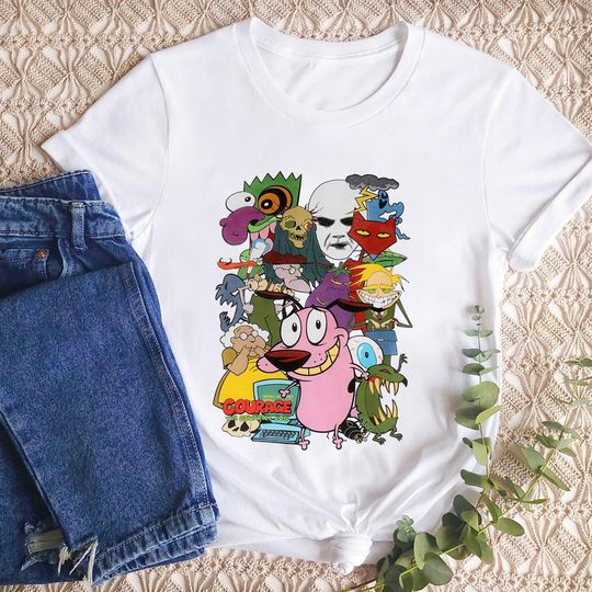 Courage The Cowardly Dog Characters T-Shirt, Courage The Cowardly Dog Shirt Fan Gift, Courage Shirt, Cartoon Vintage Shirt, Courage Dog