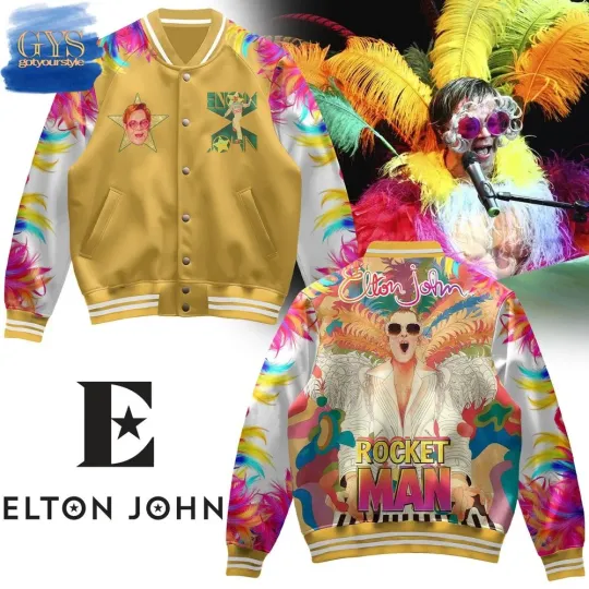 Elton John Rocket Man Colorful Varsity Jacket