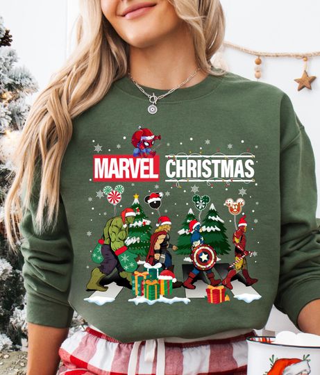 Discover Santa Marvel Christmas Sweatshirt, Disney Superheros Happy Christmas Sweater, Avengers Christmas, Hulk Thor Xmas Gift for Marvel Fans