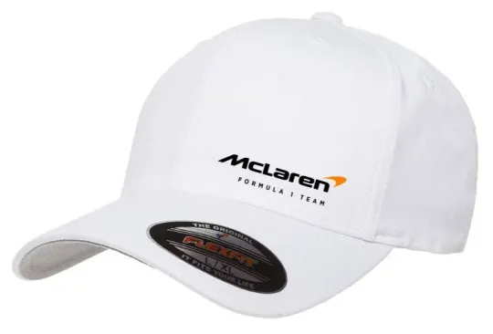 Discover Mc.Larren Forrmulla 1 Team Racing Cap 5001 Flexfit White Baseball Hat