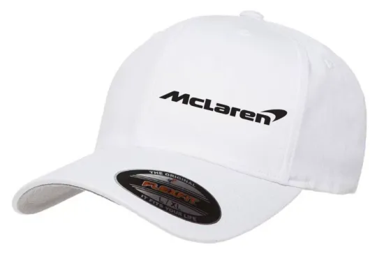 Discover Mc.Larren Forrmulla 1 Team Racing Cap 5001 Flexfit White Baseball Hat