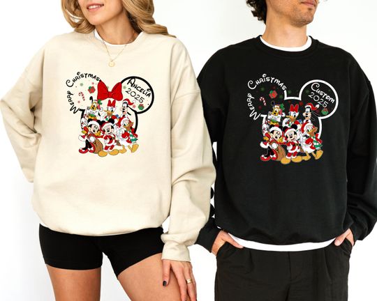 Discover Custom Disney Christmas Sweatshirt, Custom Name Disney Christmas Hoodie, Disney Christmas Shirt, Custom Christmas Shirt, Disney World Shirt