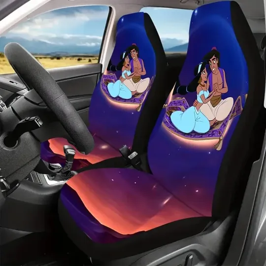 Discover Aladdin Princess Jasmine And Prince Ali On Magic Carpet Car Seat Covers
