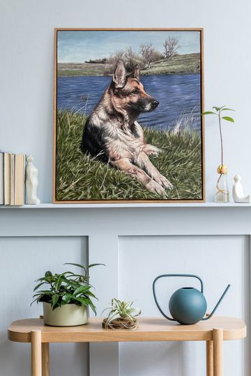 Framed Dog Portrait Painting, Custom Dog Painting on Canvas, Hand Painted Pet Oil Portrait, Cat Painting, Dog Lover Gifts,Pet Loss Gift