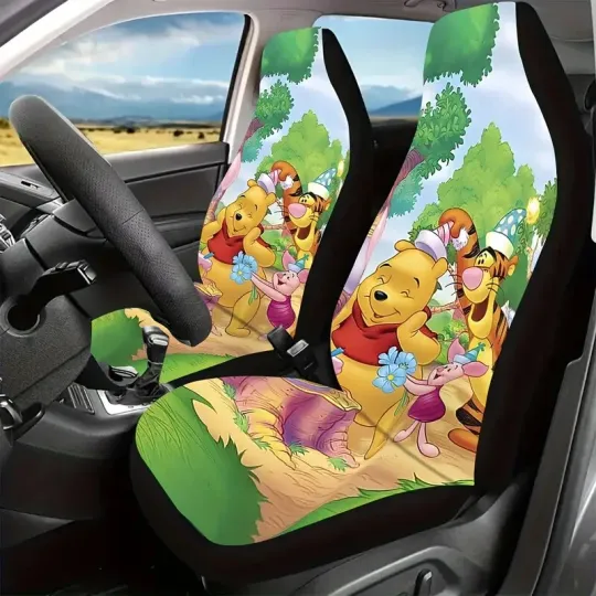 Happy Pooh Bear Tigger & Piglet Birthday Car Seat Cover