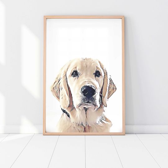 Discover Custom Pet Portrait from Photo in Peekaboo Print Style. Perfect for Cat & Dog Lovers or Pet Parents. Give as Pet Sympathy Gift.