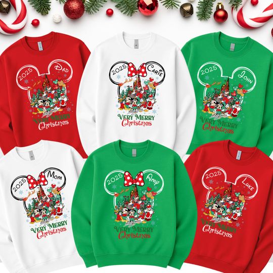 Discover Personalized Disney 2025 Christmas Sweatshirt, Mickey Merry Christmas Sweatshirt, 2025 Matching Family Christmas, Christmas Group Sweatshirt