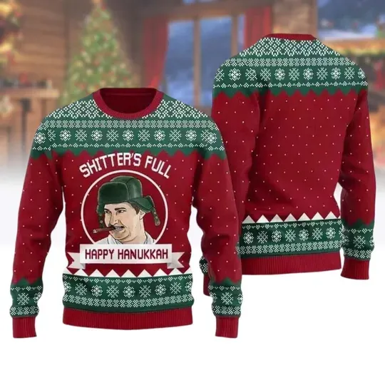 Discover Shitter Full Christmas Ugly Sweater, Eddie Griswold Sweater, Menorah Jewish Sweatshirt, Happy Hanukkah Shirt For Kids Men Women