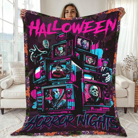 Halloween HN Universal Studios 2025 Blanket, Horror Characters, Halloween Blanket