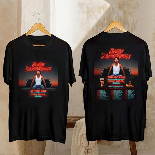 Discover Bailey Zimmerman Different Night Same Rodeo Tour 2026 Shirt, Bailey Zimmerman Fan Gift, Bailey Zimmerman Merch, Bailey Zimmerman Graphic Tee