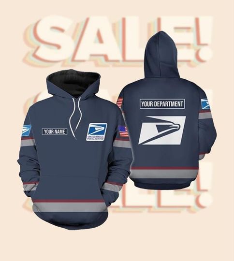 Discover Custom Postal Worker Hoodie  Personalized Postal Service Uniform Style Hoodie, Mail Carrier Gift, Postal Service Sweatshirt for Men & Women