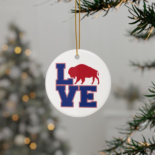Discover Buffalo Love Decorative Ceramic Ornaments - Double-Sided Holiday Hanging Decor, Home Decor, Gift for Christmas, Wedding, Celebrations
