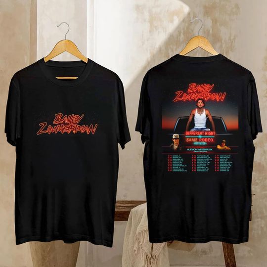 Discover Bailey Zimmerman Tour 2026 Shirt, Bailey Zimmerman Different Night Same Rodeo Shirt, Bailey Zimmerman Fan Gift, Bailey Zimmerman Merch