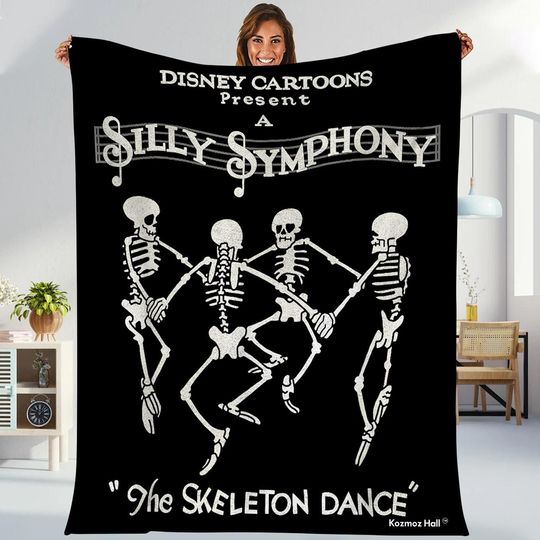 Discover Disneyland Silly Symphonies The Skeleton Dance Fleece Blanket, Mickey Not So Scary Halloween Party, Spooky Season, Dancing Skeletons Blanket