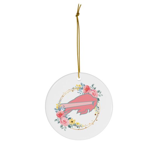 Floral Buffalo Bills Ceramic Ornament: Holiday Tree Decoration