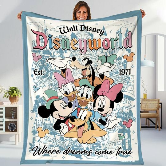 Discover Walt Disneyworld Est 1971 Fleece Blanket, Where Dreams Come True, Magical Castle, Magic Kingdom