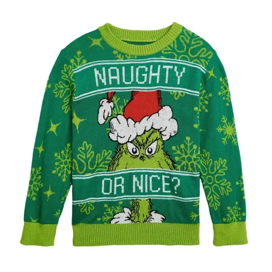 Discover Seuss Geisel Funny Naughty or Nice Christmas Sweater